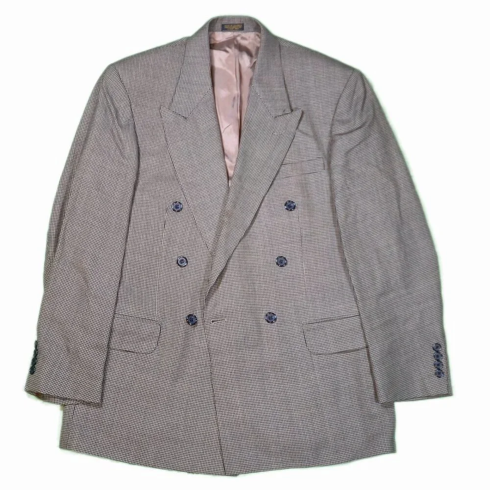 Oscar de la Renta Vintage Blazer‎ Double-Breasted Wool with Micro Weave Size 40R